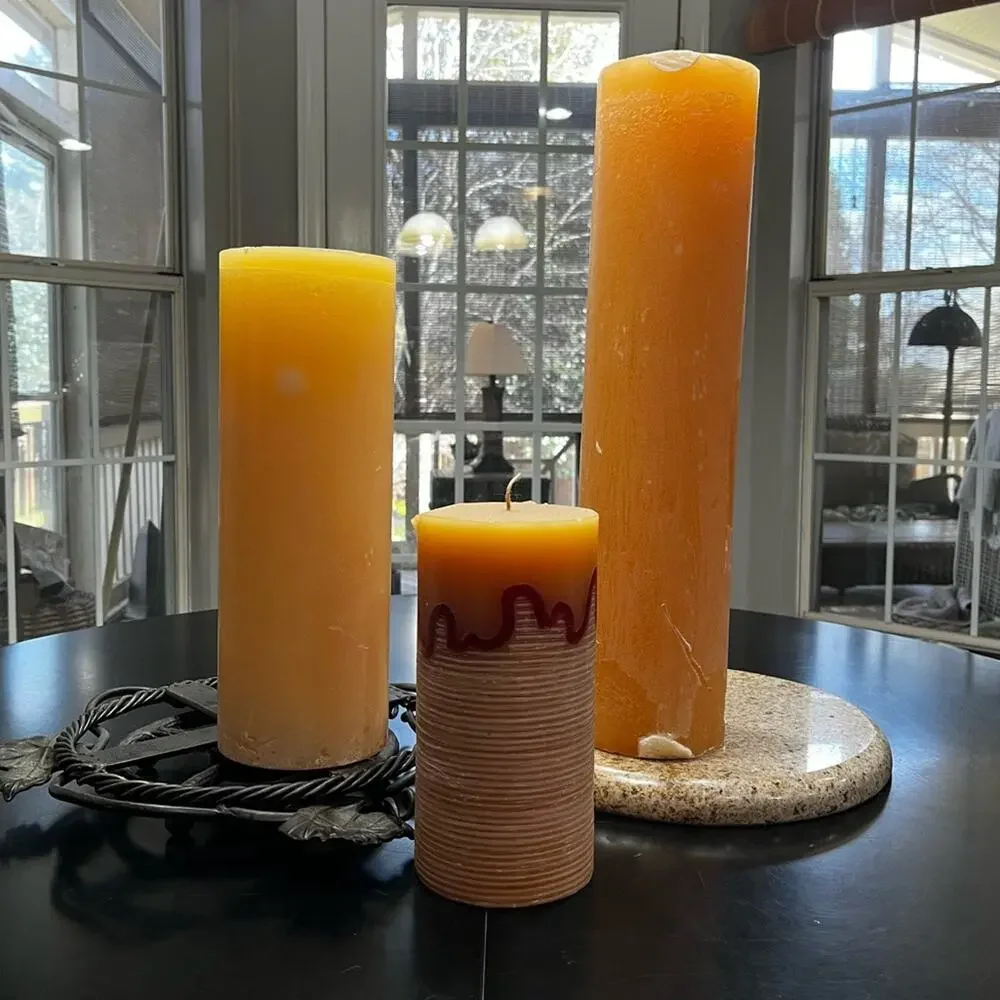 Pottery Barn Timber Pillar Cylindrical Centerpiece Long Burning Wax Candle 18”